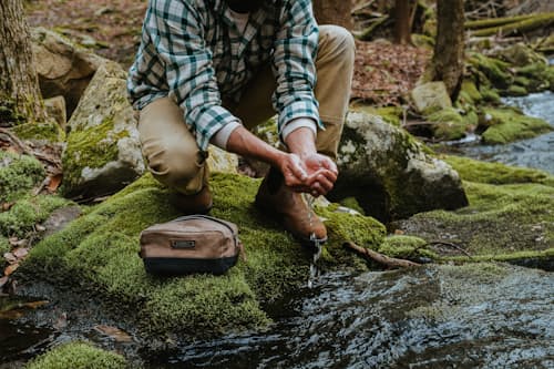 lifestyle image of Neelum 3L Dopp Kit - Khaki