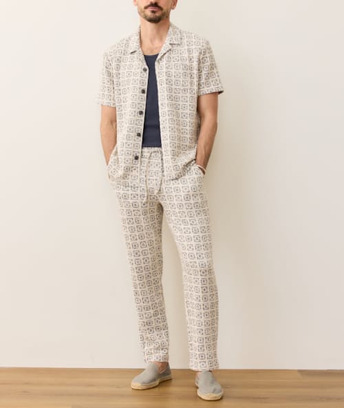 on model image of Archive Camp Jacquard Resort Shirt