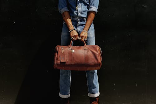 lifestyle image of Leather Atticus Shoe Duffle