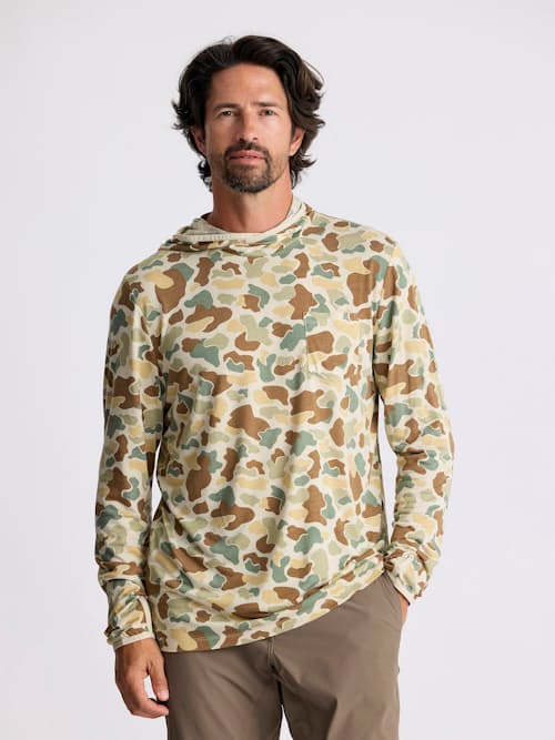 on model image of Bamboo Lightweight Performance Hoodie