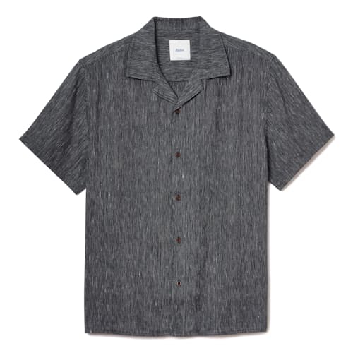 laydown image of Teller Striped Camp Short Sleeve Shirt