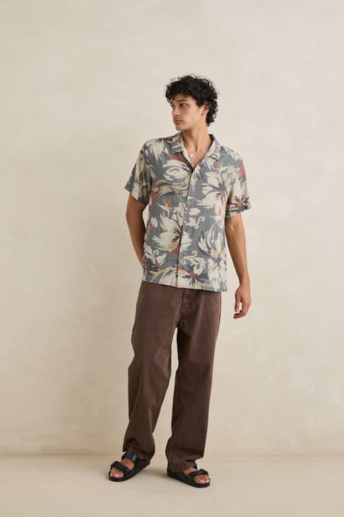 on model image of Tropical Camo Short Sleeve Shirt