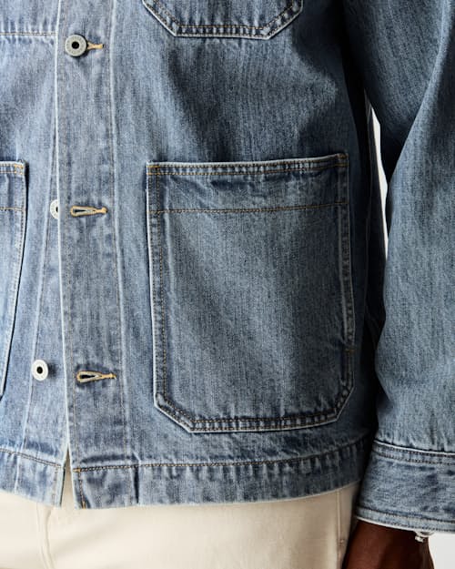on model image of Selvedge Denim Chore Jacket