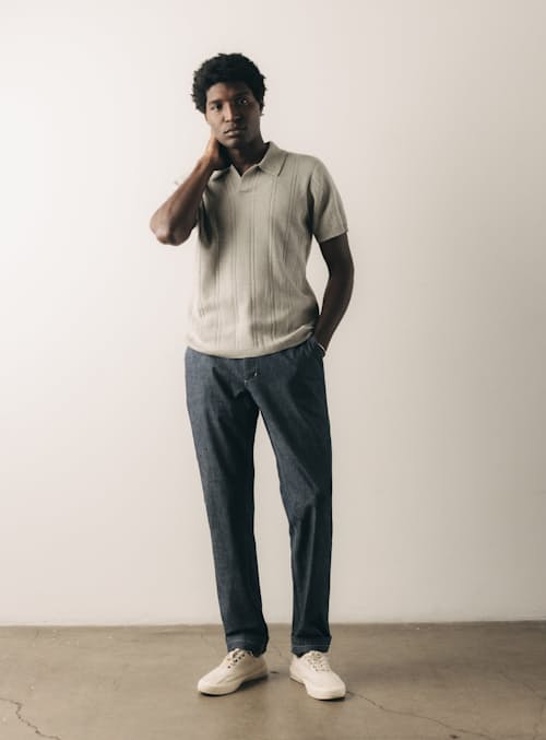 on model image of The Valencia Sweater Polo