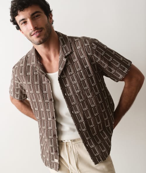 on model image of Dobby Resort Shirt