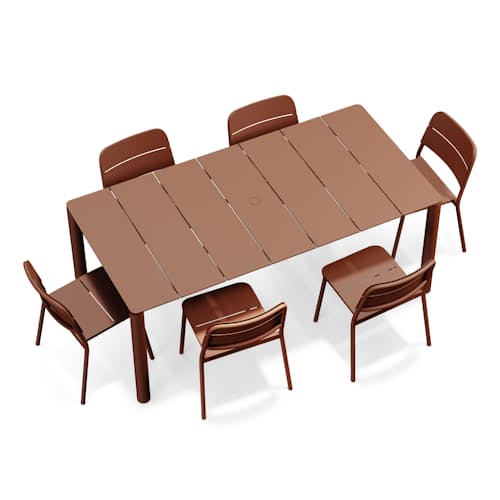 laydown image of Bandwidth Dining Set (Table + 6 Chairs)