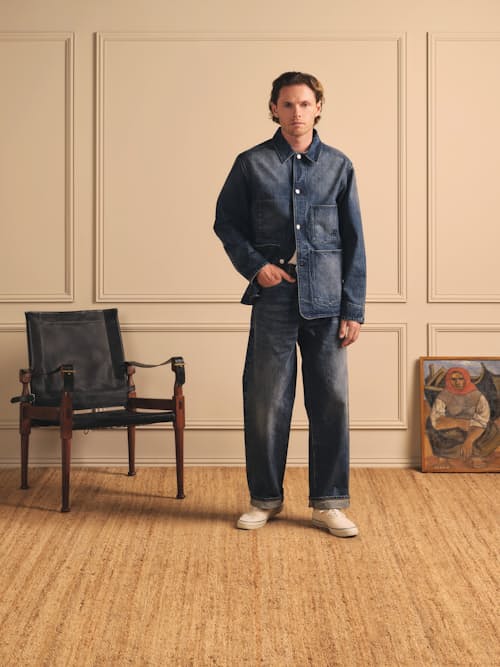 on model image of Shop Denim Chore Coat
