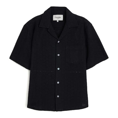laydown image of Floral Eyelet Short sleeve Shirt