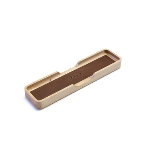 laydown image of Maple & Leather Pen Tray