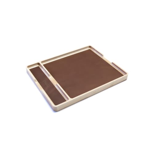laydown image of Maple & Leather Valet Tray