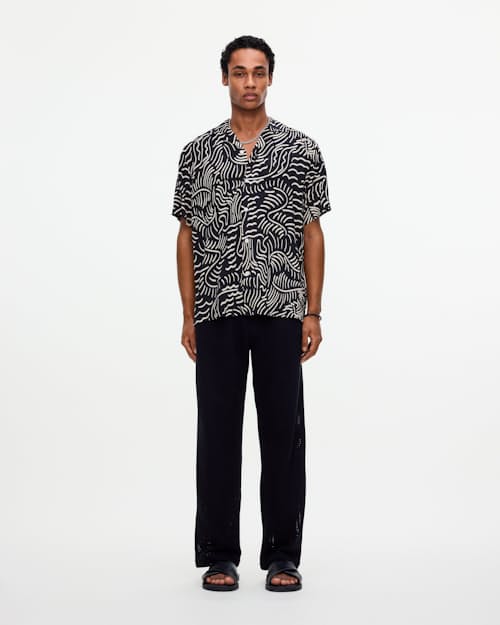 on model image of Viscose Short Sleeve Shirt