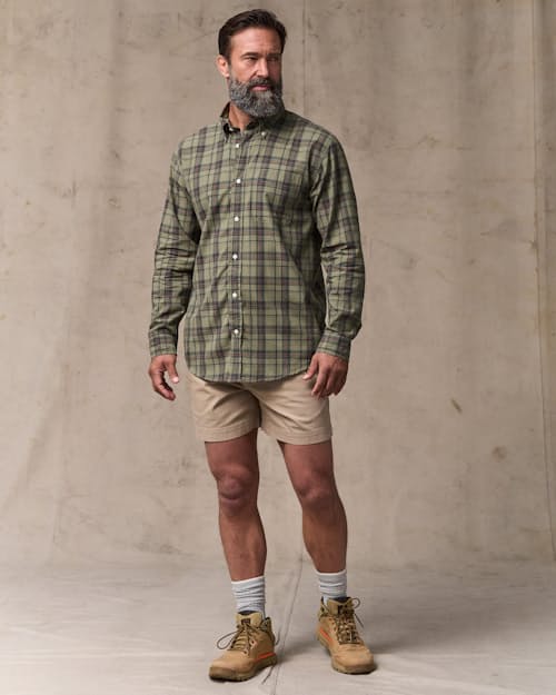 on model image of Long Sleeve Madras Shirt