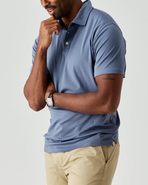 on model image of AloeKnit Polo Shirt