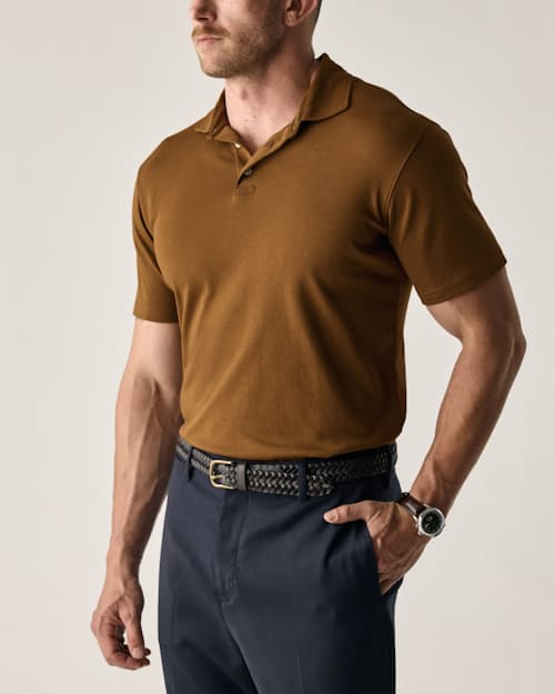lifestyle image of AloeKnit Polo Shirt