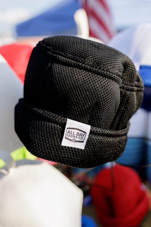lifestyle image of Japanese Mesh Sauna Hat