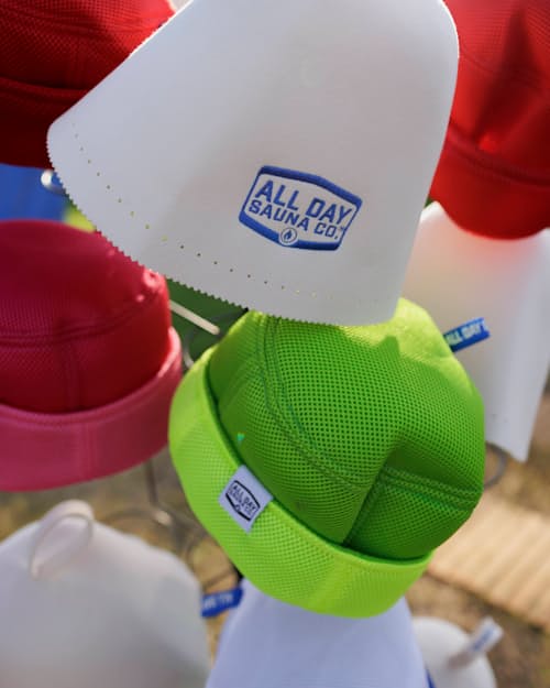 lifestyle image of Japanese Mesh Sauna Hat