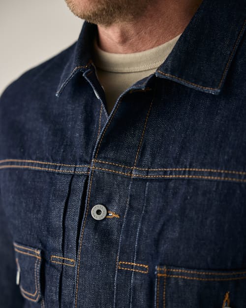 lifestyle image of American Reserve Selvedge Type II Denim Jacket