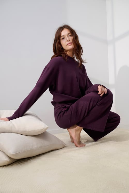 on model image of Women's Silksweats Heavyweight Reversible Wide Leg Pant
