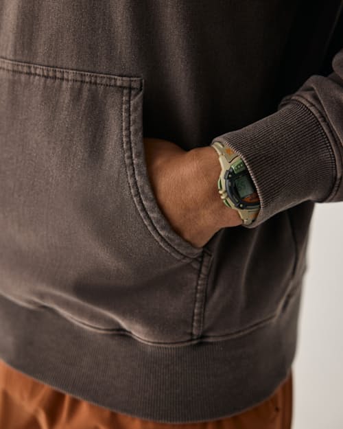 on model image of PatinaTech Hoodie