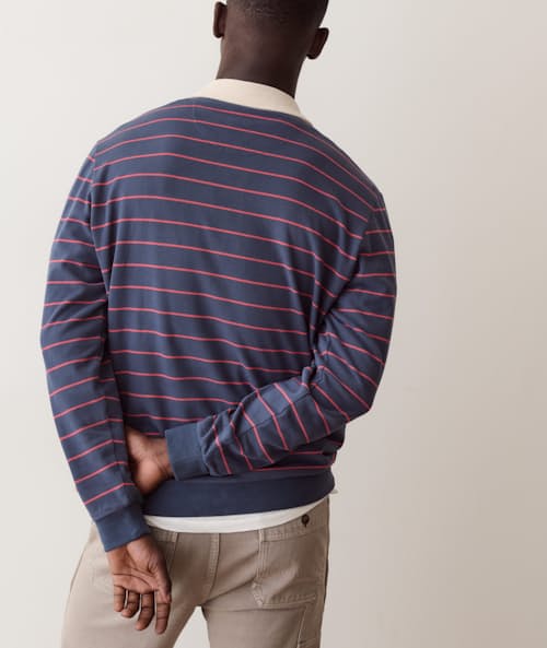 on model image of Sueded Rugby Polo