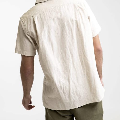 on model image of Classic Linen Short Sleeve Shirt