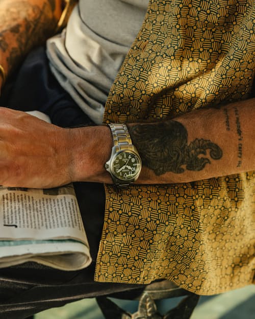 on model image of Huckberry x Citizen Promaster Tough Watch