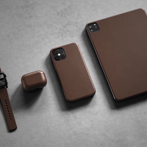 laydown image of Rugged Leather iPhone 12/iPhone12 Pro Case