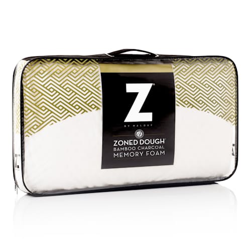 laydown image of Zoned Dough Mid Loft Charcoal Pillow - Queen