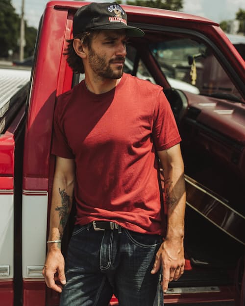 lifestyle image of Mc Coy II Bison Leather Western Belt