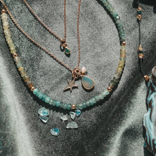 laydown image of Chalcedony Charm Necklace