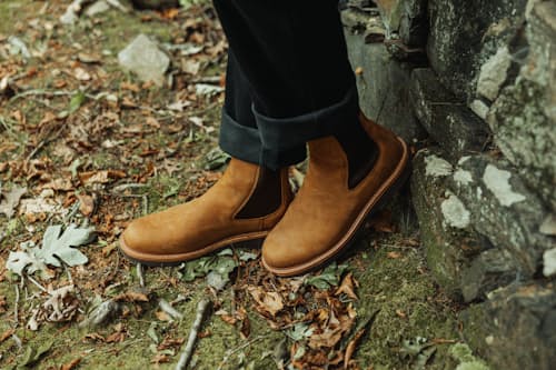 lifestyle image of Boone Wedge Chelsea Boot