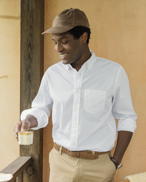 lifestyle image of Yarn Dyed Poplin Shirt