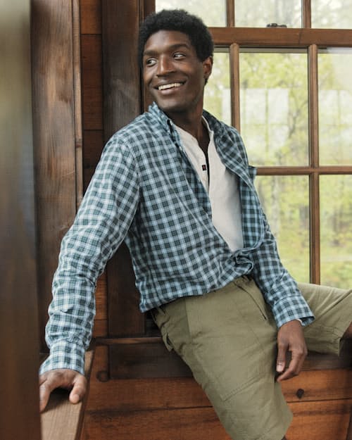 lifestyle image of Graph Plaids Long Sleeve Shirt