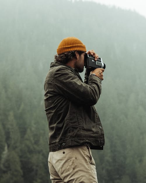 lifestyle image of Flannel-Lined Waxed Trucker Jacket