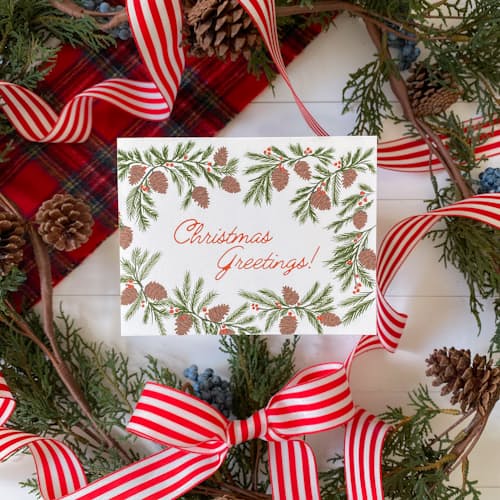 laydown image of Christmas Greetings Cards - Box of 6