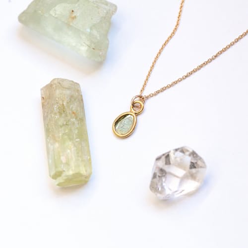 laydown image of Mega Blue Diamond Slice Necklace