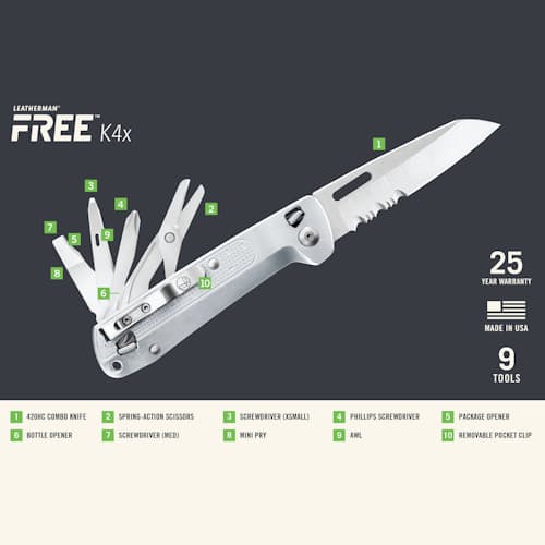 laydown image of FREE K4 - Serrated