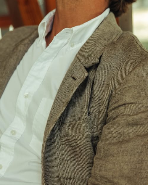 lifestyle image of Tropical Trap Linen Blazer