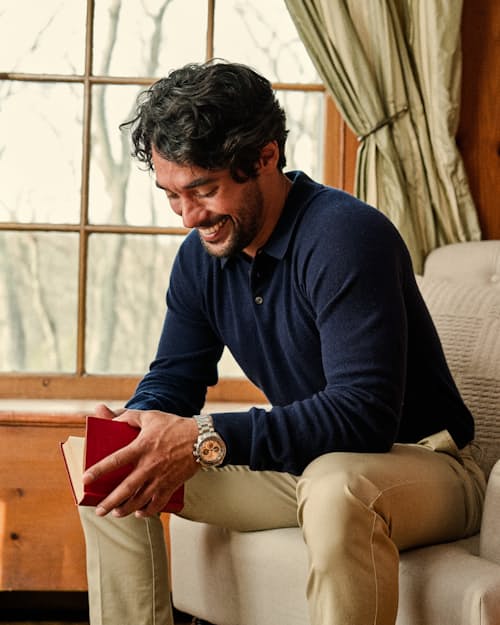 lifestyle image of EasyCash Merino Long Sleeve Polo