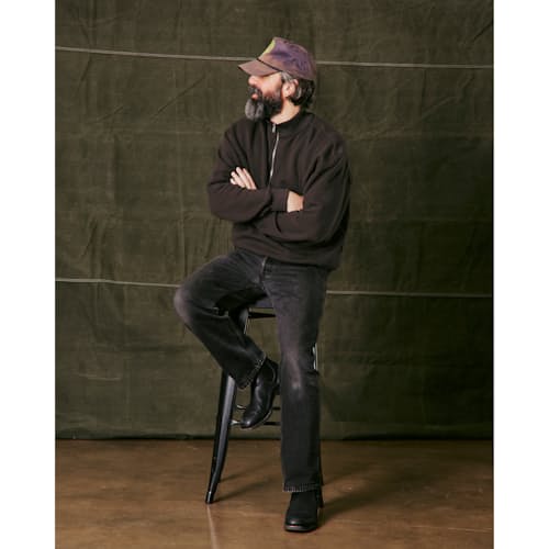 on model image of Vintage Wash Quarter-Zip Sweatshirt