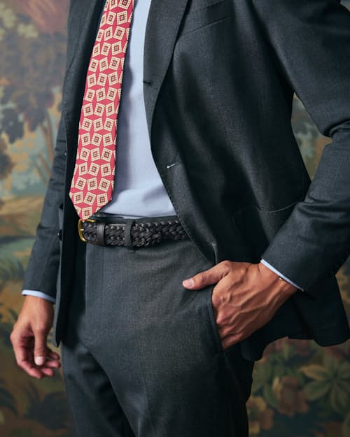 lifestyle image of Stamp Motif Habotai Silk Tie