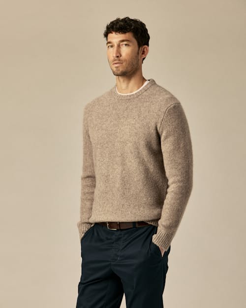 on model image of YakWool Crewneck Sweater