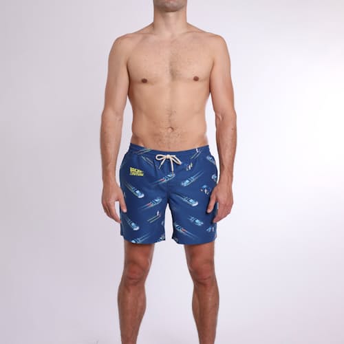 laydown image of Back to the Future Swim Short - 6"