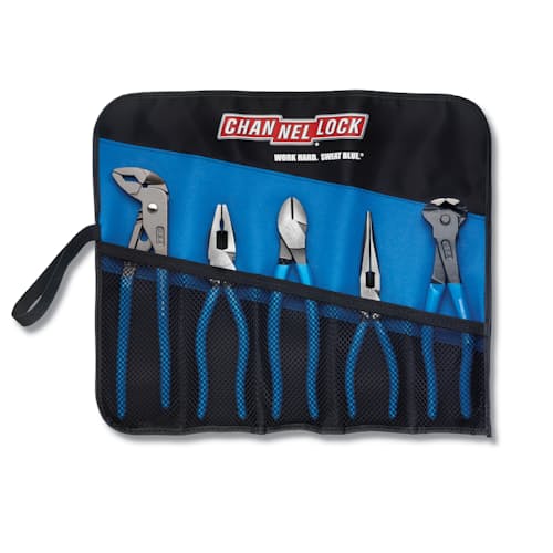 laydown image of 5 Piece E-Series Plier Set w/ Tool Roll