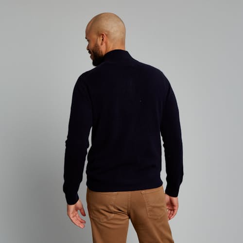 laydown image of Classic Cashmere Quarter Zip Sweater