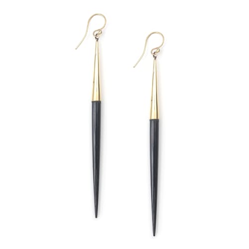 laydown image of Capped Quill Dangle Earrings