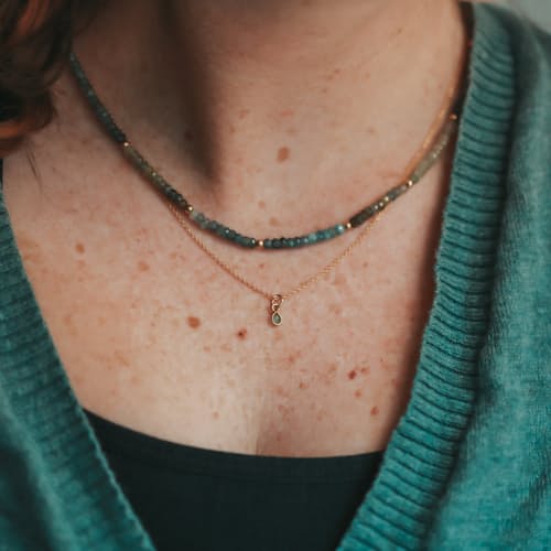 laydown image of Emerald Charm Necklace