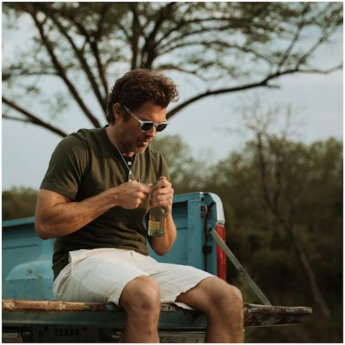 laydown image of Short Sleeve Slub Henley