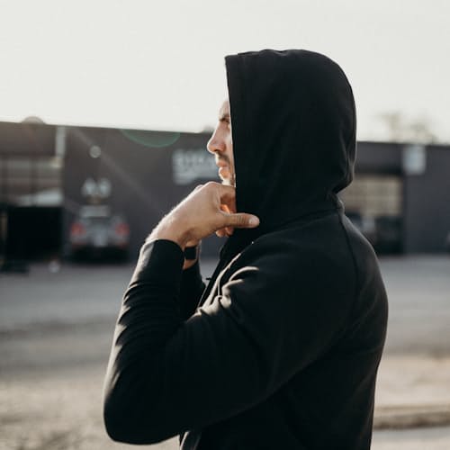 lifestyle image of Midweight Technical Popover Hoodie