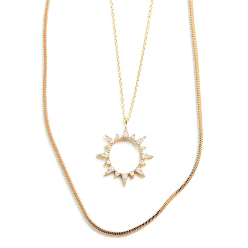 laydown image of Sun Burst Charm Necklace